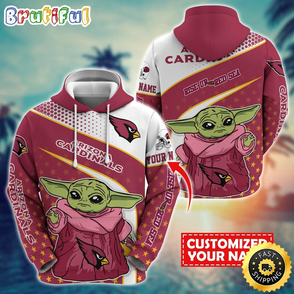 Personalized NFL Arizona Cardinals Hoodie Baby Yoda All Over Print Hoodie