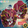 Personalized NFL Arizona Cardinals Hoodie Mickey Mouse Flower 3D Print Hoodie