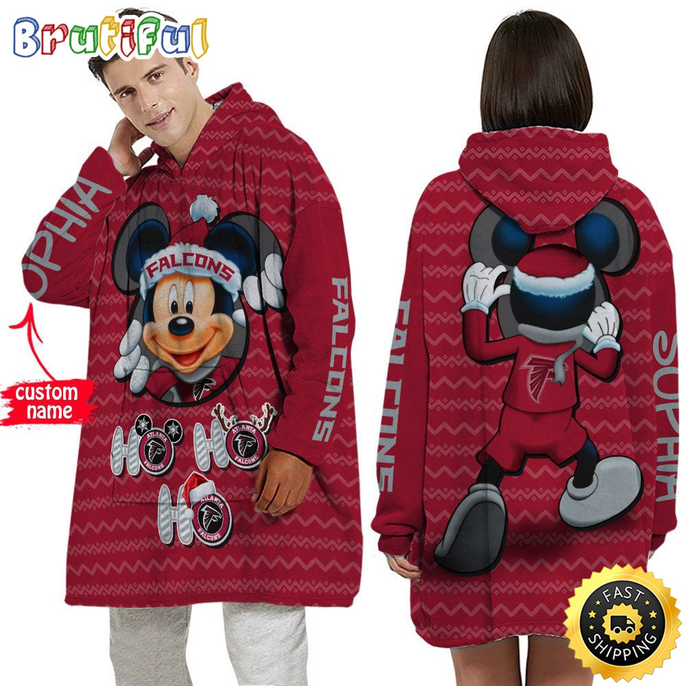 Personalized NFL Atlanta Falcons Blanket Hoodie Mickey Unisex Hoodie