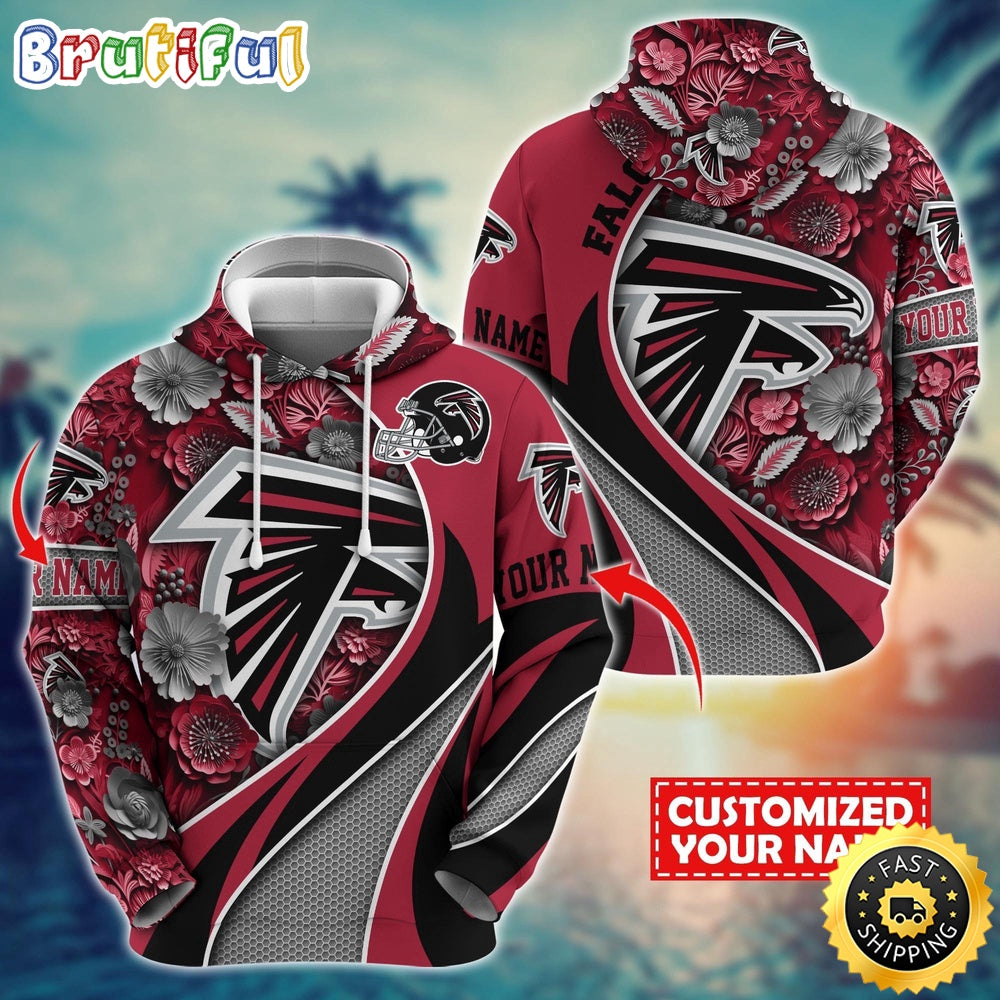 Personalized NFL Atlanta Falcons Hoodie Flower Print 3D Hoodie