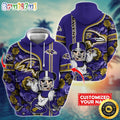 Personalized NFL Baltimore Ravens Hoodie Mickey Mouse Flower 3D Print Hoodie