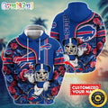 Personalized NFL Buffalo Bills Hoodie Mickey Mouse Flower 3D Print Hoodie