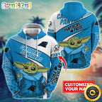 Personalized NFL Carolina Panthers Hoodie Baby Yoda All Over Print Hoodie