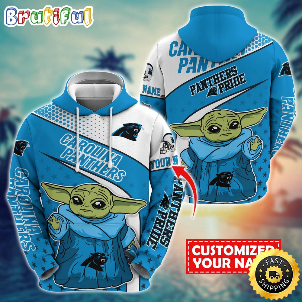 Personalized NFL Carolina Panthers Hoodie Baby Yoda All Over Print Hoodie