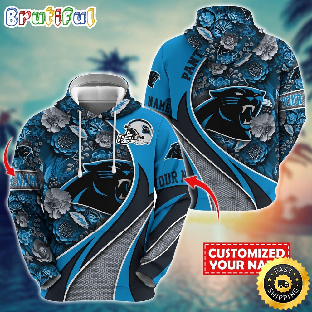 Personalized NFL Carolina Panthers Hoodie Flower Print 3D Hoodie
