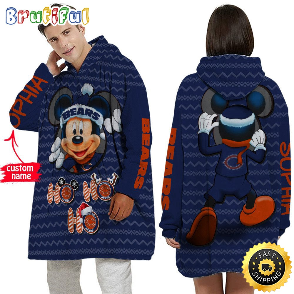 Personalized NFL Chicago Bears Blanket Hoodie Mickey Unisex Hoodie