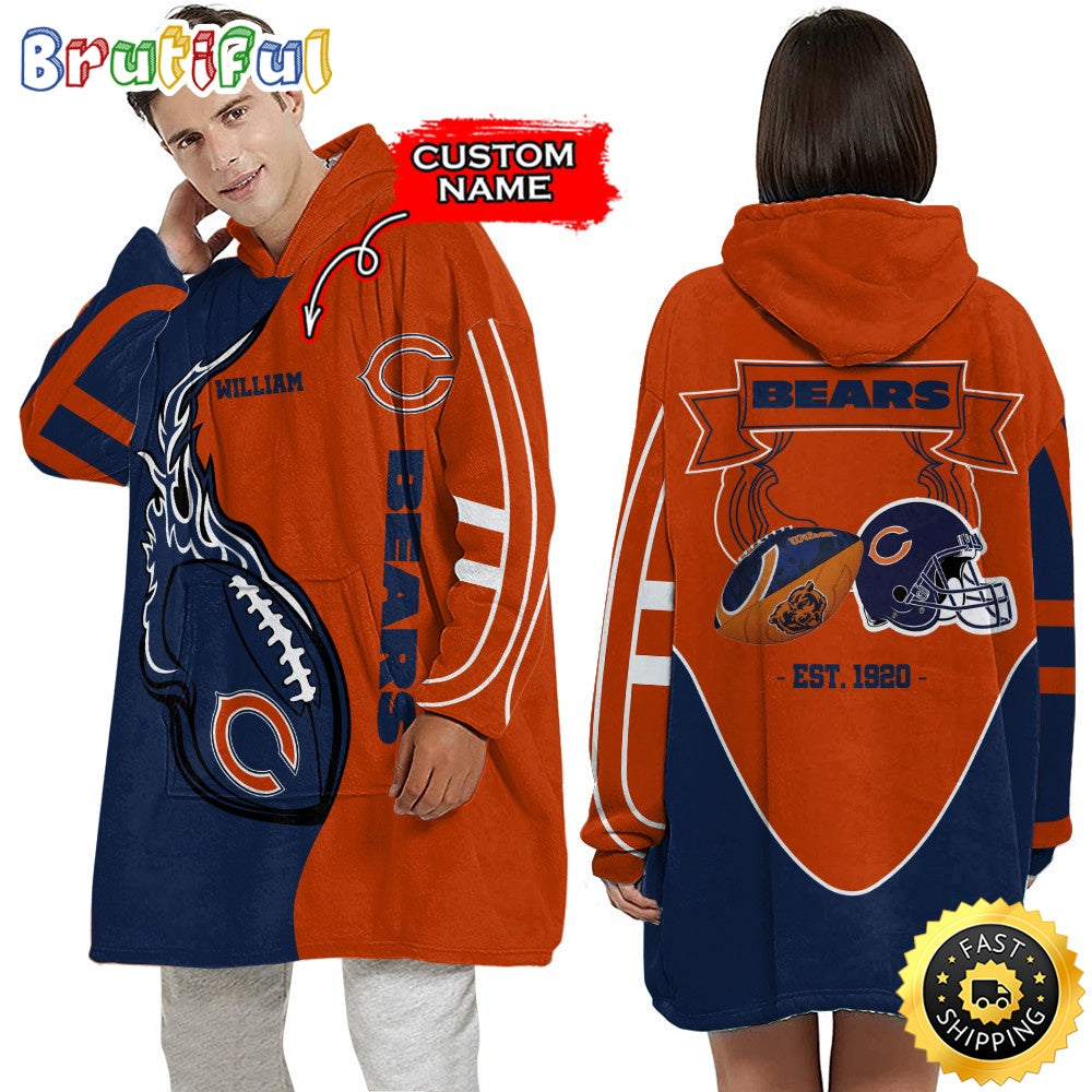 Personalized NFL Chicago Bears Blanket Hoodie Unisex Hoodie For Football Fans