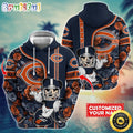 Personalized NFL Chicago Bears Hoodie Mickey Mouse Flower 3D Print Hoodie