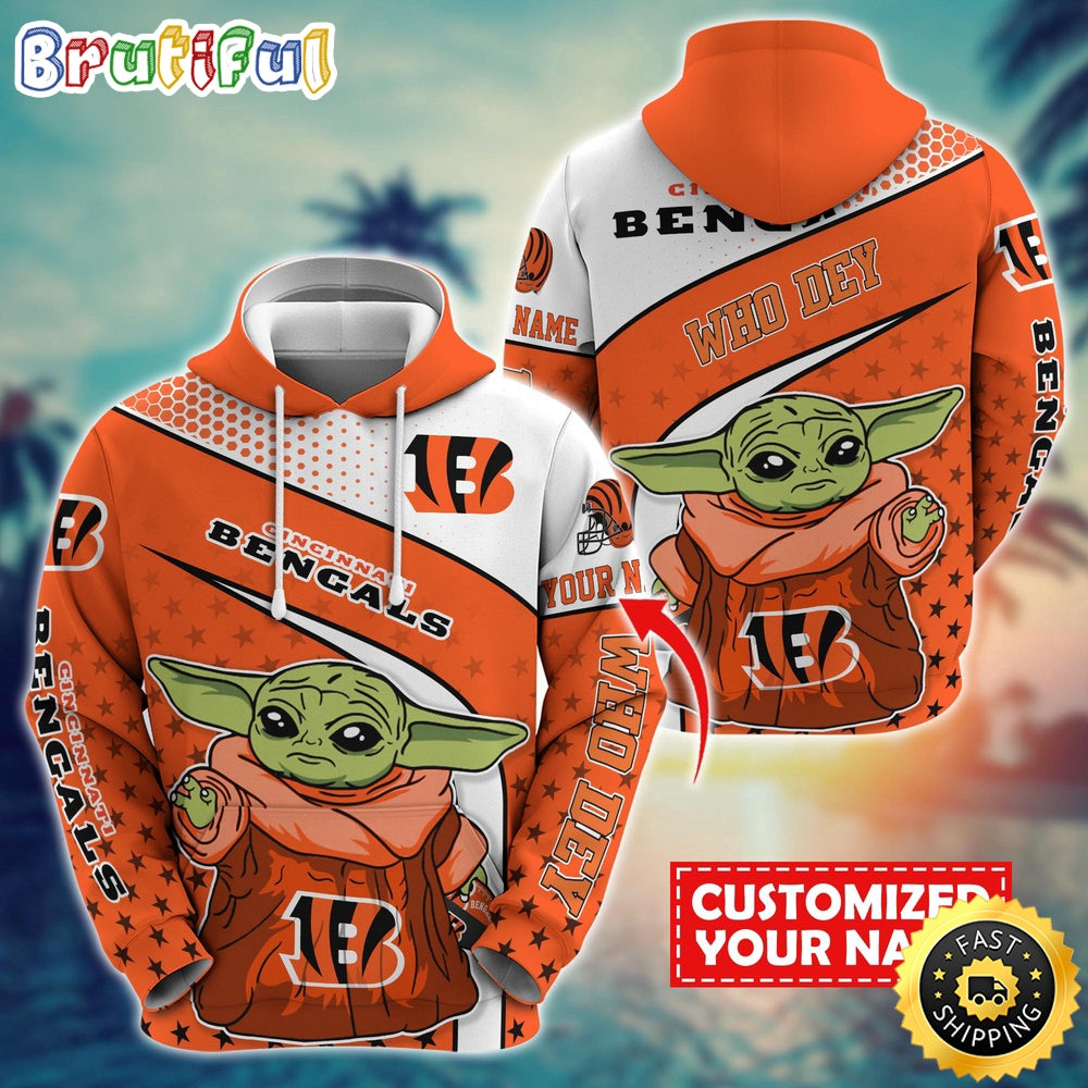 Personalized NFL Cincinnati Bengals Hoodie Baby Yoda All Over Print Hoodie
