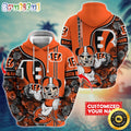 Personalized NFL Cincinnati Bengals Hoodie Mickey Mouse Flower 3D Print Hoodie