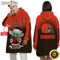 Personalized NFL Cleveland Browns Blanket Hoodie Baby Yoda Lover Unisex Hoodie