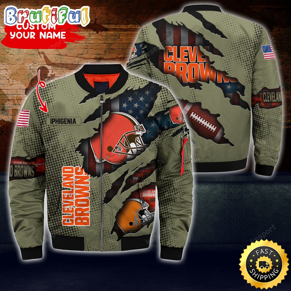 Personalized NFL Cleveland Browns Bomber Jacket Iconic Bomber Look