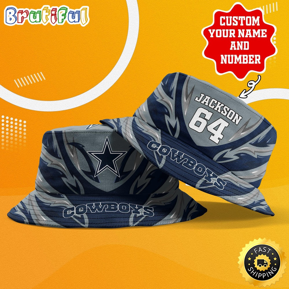 Personalized NFL Dallas Cowboys Bucket Hat Sport NFL Bucket Hat