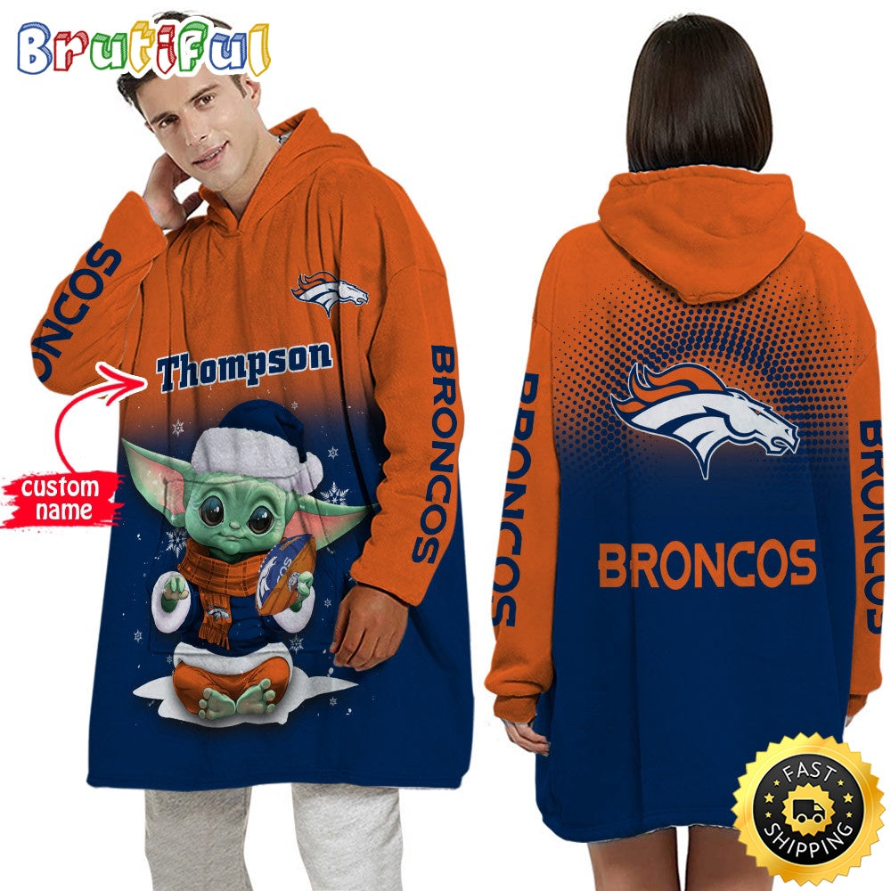 Personalized NFL Denver Broncos Blanket Hoodie Baby Yoda Lover Unisex Hoodie
