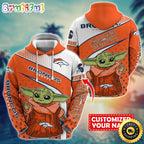 Personalized NFL Denver Broncos Hoodie Baby Yoda All Over Print Hoodie