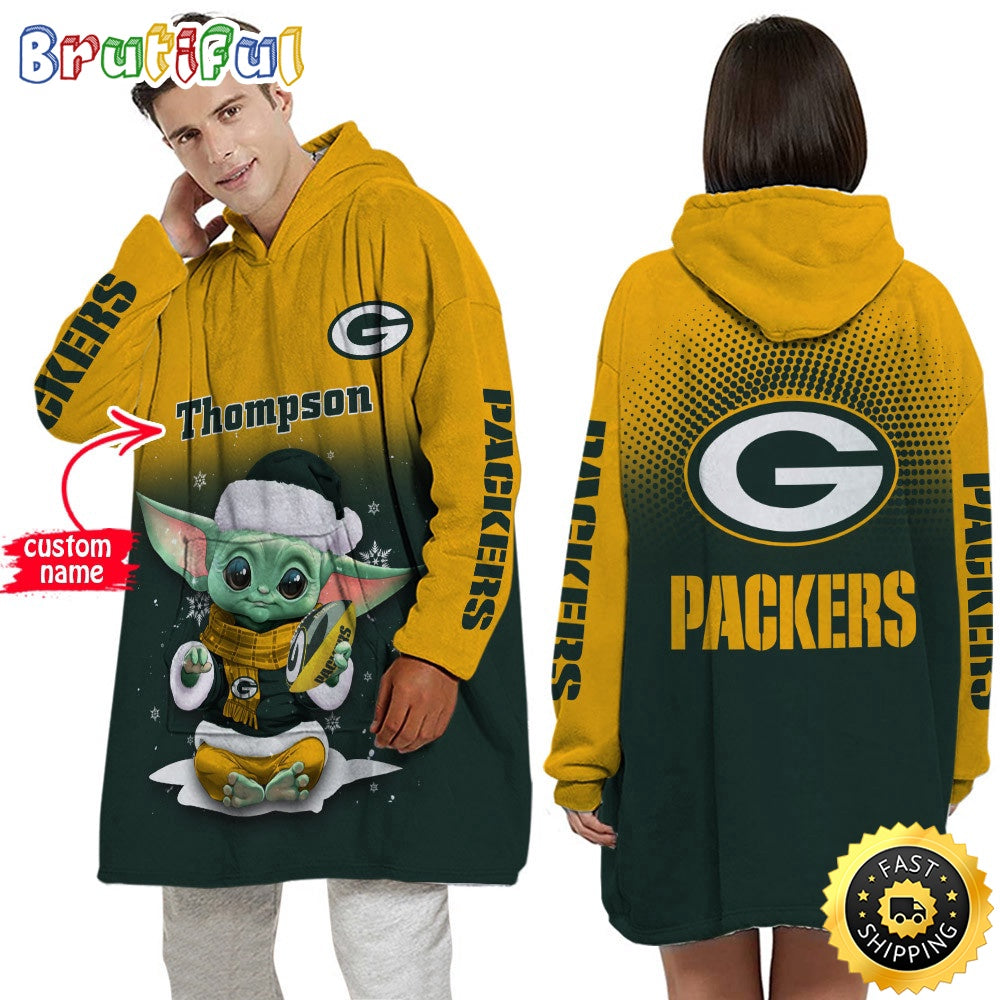Personalized NFL Green Bay Packers Blanket Hoodie Baby Yoda Lover Unisex Hoodie