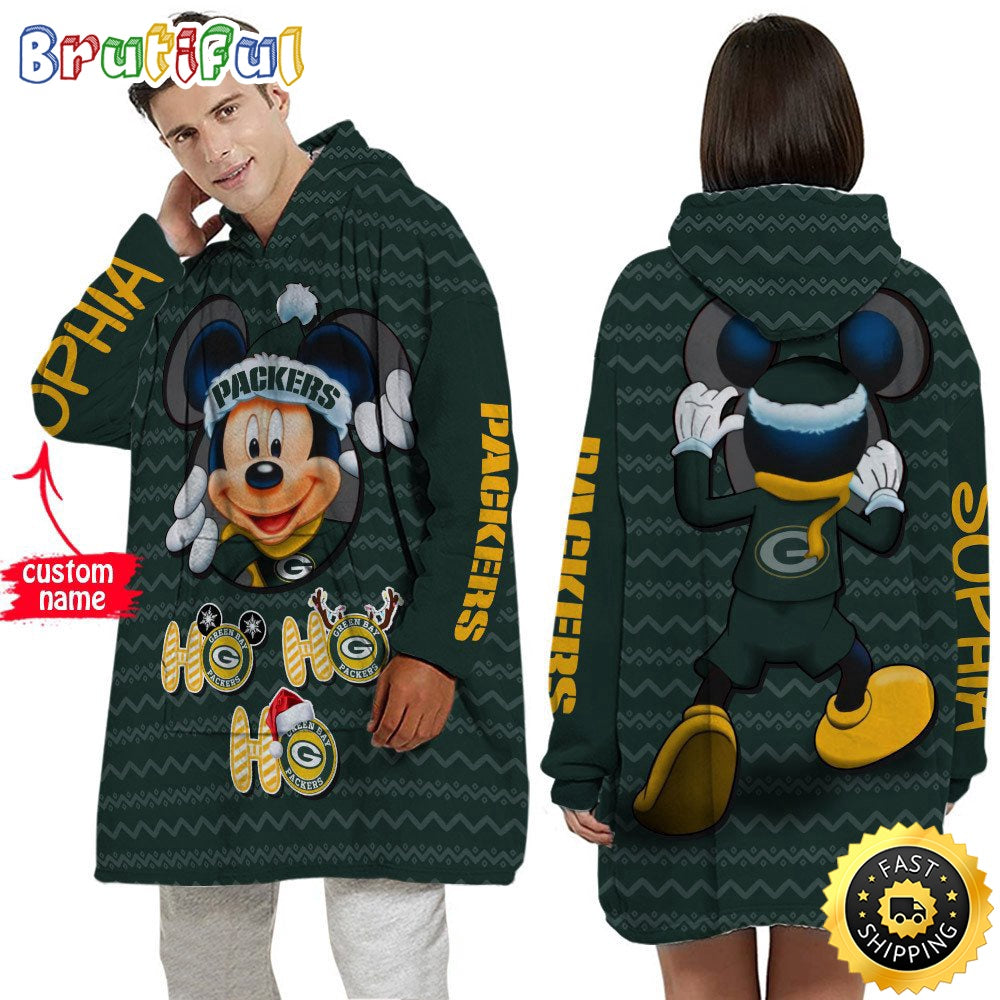 Personalized NFL Green Bay Packers Blanket Hoodie Mickey Unisex Hoodie