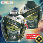 Personalized NFL Green Bay Packers Hoodie Baby Yoda All Over Print Hoodie