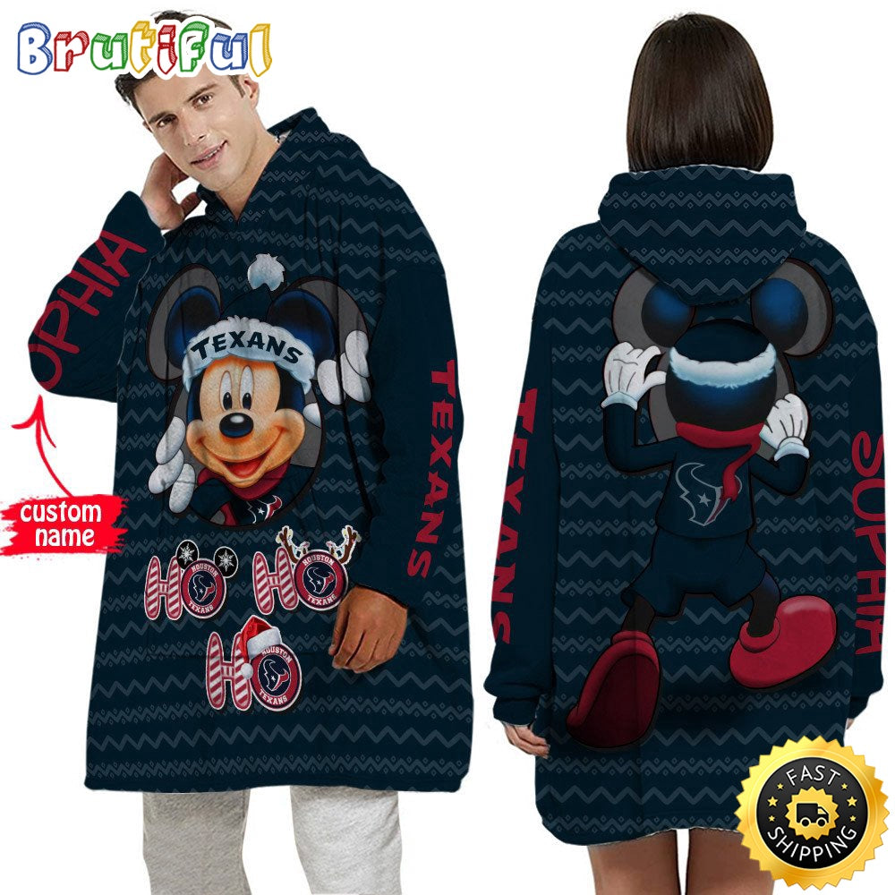 Personalized NFL Houston Texans Blanket Hoodie Mickey Unisex Hoodie