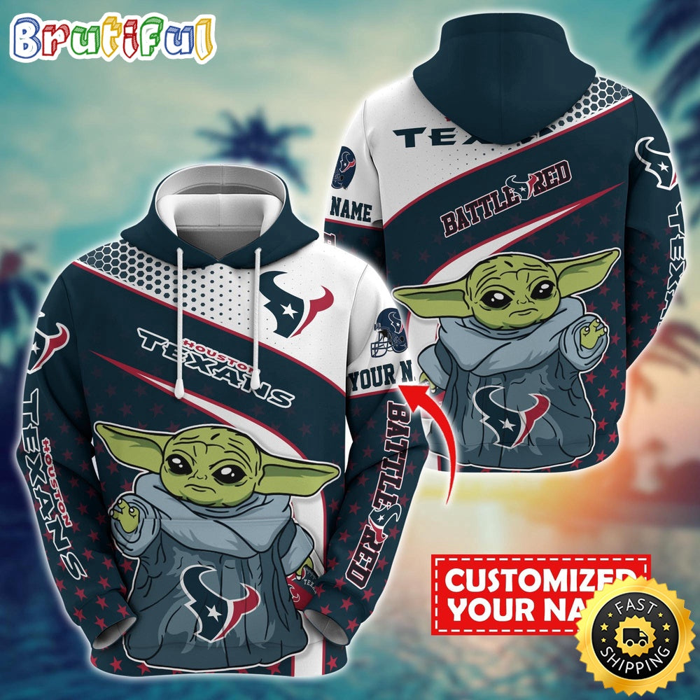 Personalized NFL Houston Texans Hoodie Baby Yoda All Over Print Hoodie