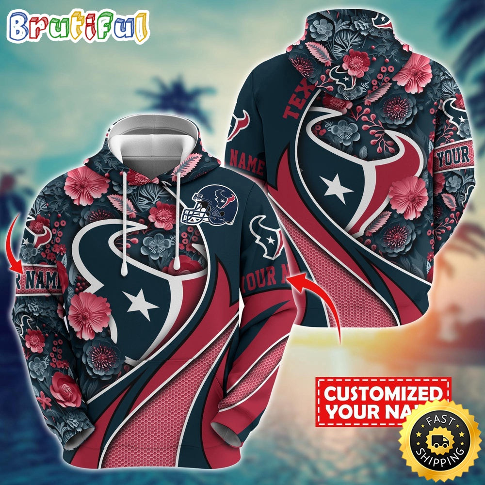 Personalized NFL Houston Texans Hoodie Flower Print 3D Hoodie
