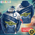 Personalized NFL Indianapolis Colts Hoodie Baby Yoda All Over Print Hoodie