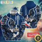 Personalized NFL Indianapolis Colts Hoodie Mickey Mouse Flower 3D Print Hoodie