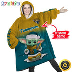 Personalized NFL Jacksonville Jaguars Blanket Hoodie Baby Yoda Lover Unisex Hoodie