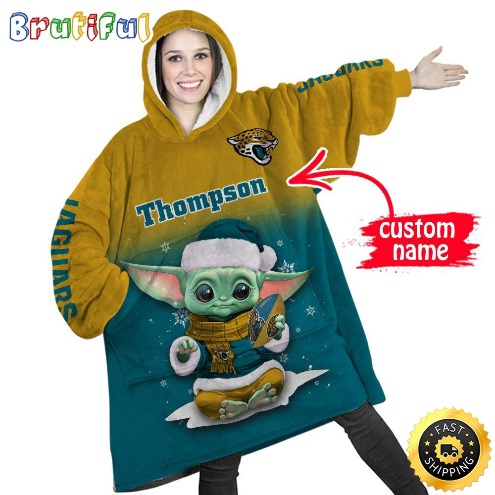 Personalized NFL Jacksonville Jaguars Blanket Hoodie Baby Yoda Lover Unisex Hoodie