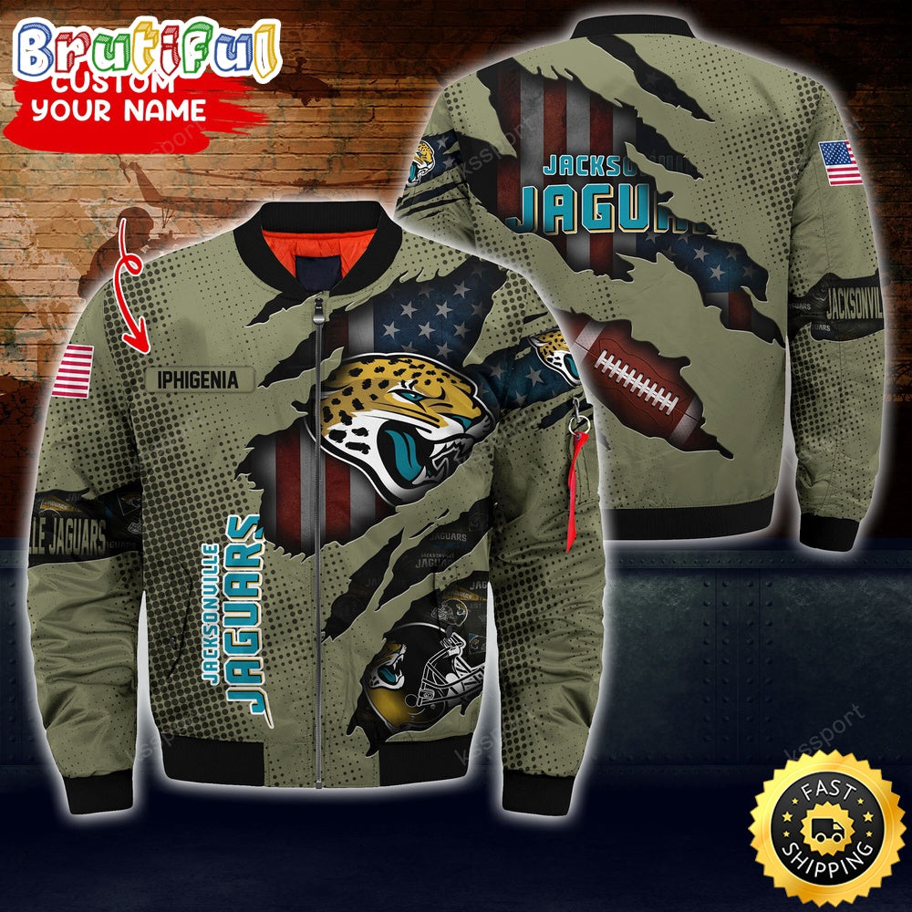 Personalized NFL Jacksonville Jaguars Bomber Jacket Iconic Bomber Look