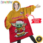 Personalized NFL Kansas City Chiefs Blanket Hoodie Baby Yoda Lover Unisex Hoodie