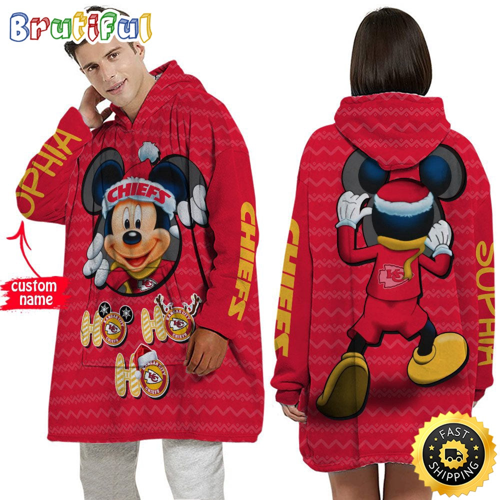 Personalized NFL Kansas City Chiefs Blanket Hoodie Mickey Unisex Hoodie