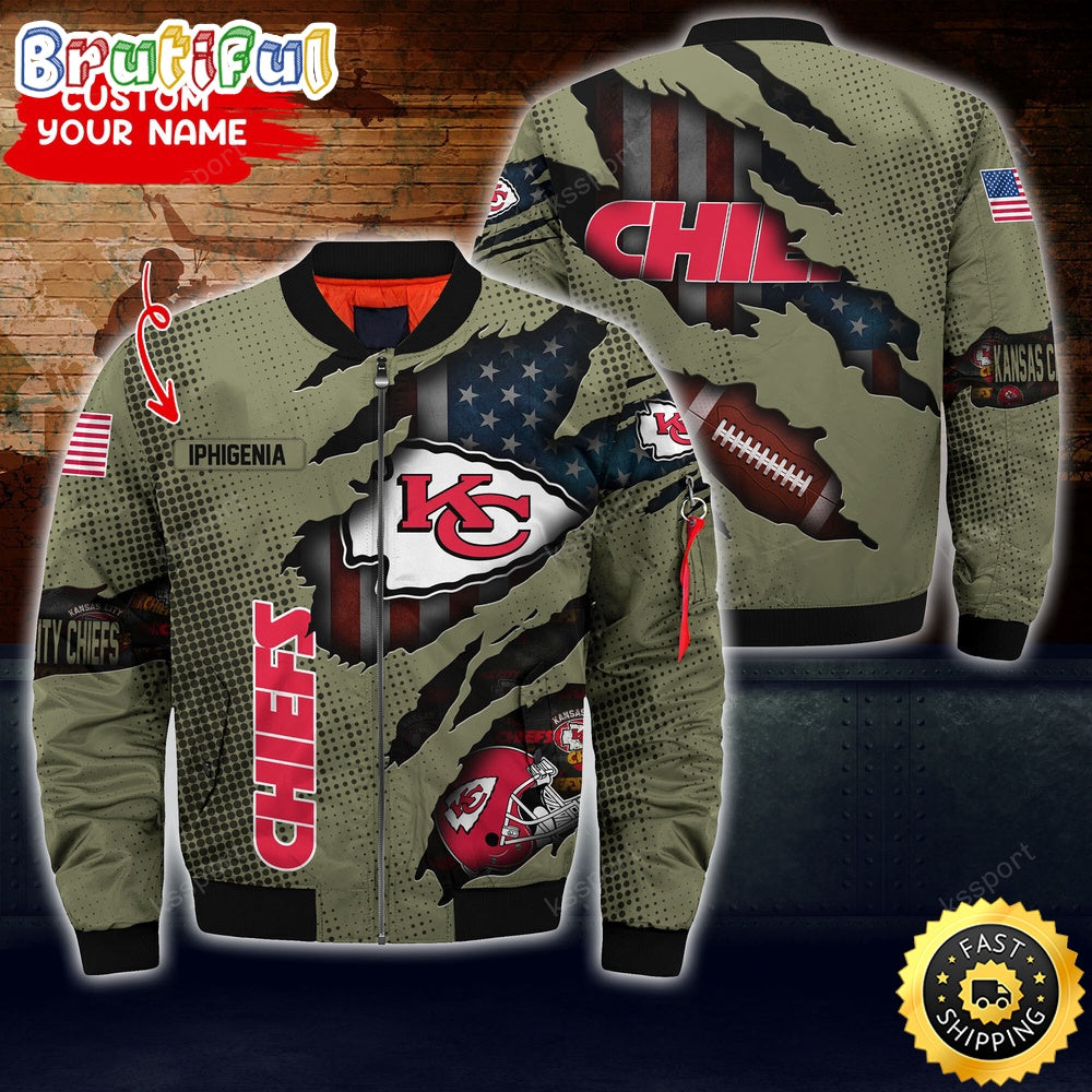 Personalized NFL Kansas City Chiefs Bomber Jacket Iconic Bomber Look