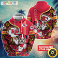 Personalized NFL Kansas City Chiefs Hoodie Mickey Mouse Flower 3D Print Hoodie