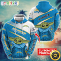 Personalized NFL Los Angeles Chargers Hoodie Baby Yoda All Over Print Hoodie