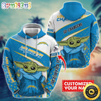 Personalized NFL Los Angeles Chargers Hoodie Baby Yoda All Over Print Hoodie