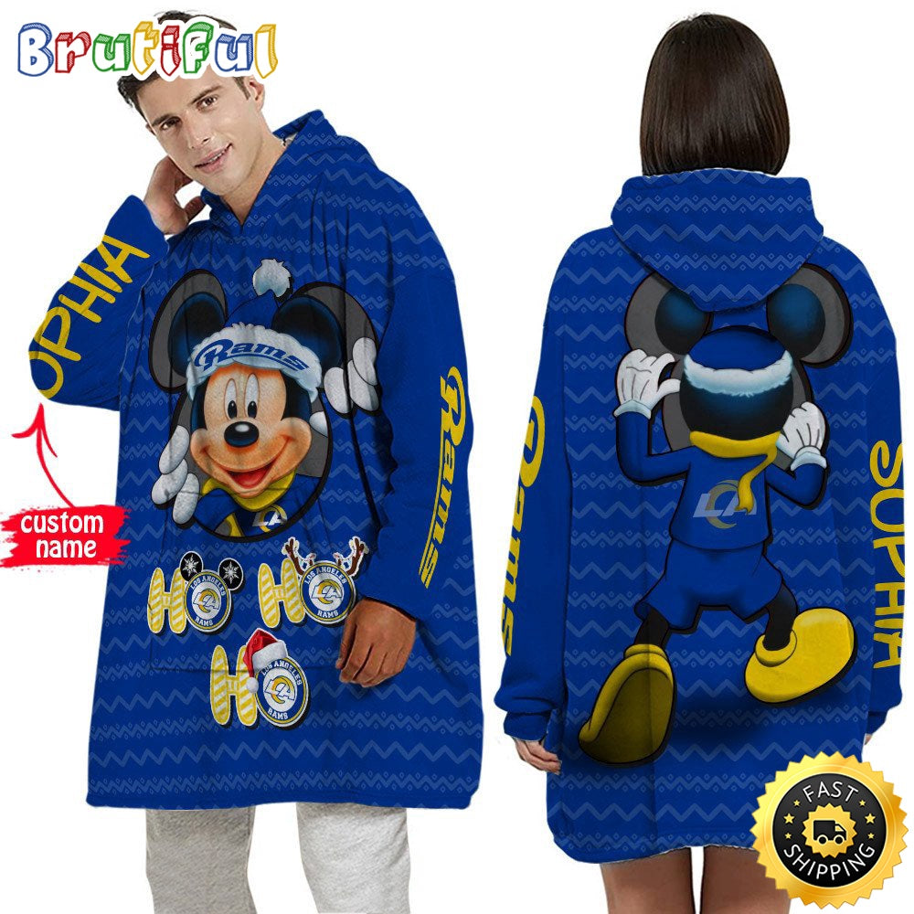 Personalized NFL Los Angeles Rams Blanket Hoodie Mickey Unisex Hoodie