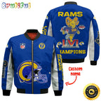 Personalized NFL Los Angeles Rams Vintage Mascot Super Bowl LVI Champions Bomber Jacket