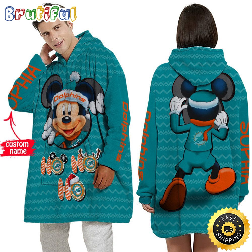 Personalized NFL Miami Dolphins Blanket Hoodie Mickey Unisex Hoodie