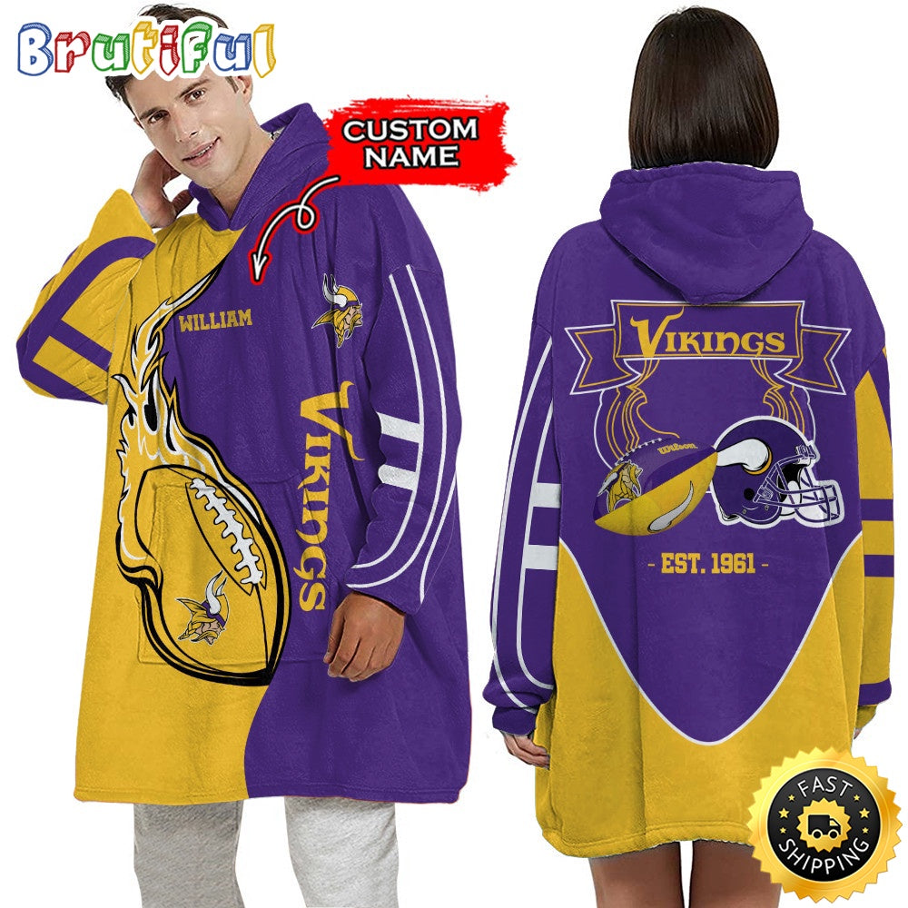 Personalized NFL Minnesota Vikings Blanket Hoodie Unisex Hoodie For Football Fans