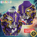 Personalized NFL Minnesota Vikings Hoodie Mickey Mouse Flower 3D Print Hoodie