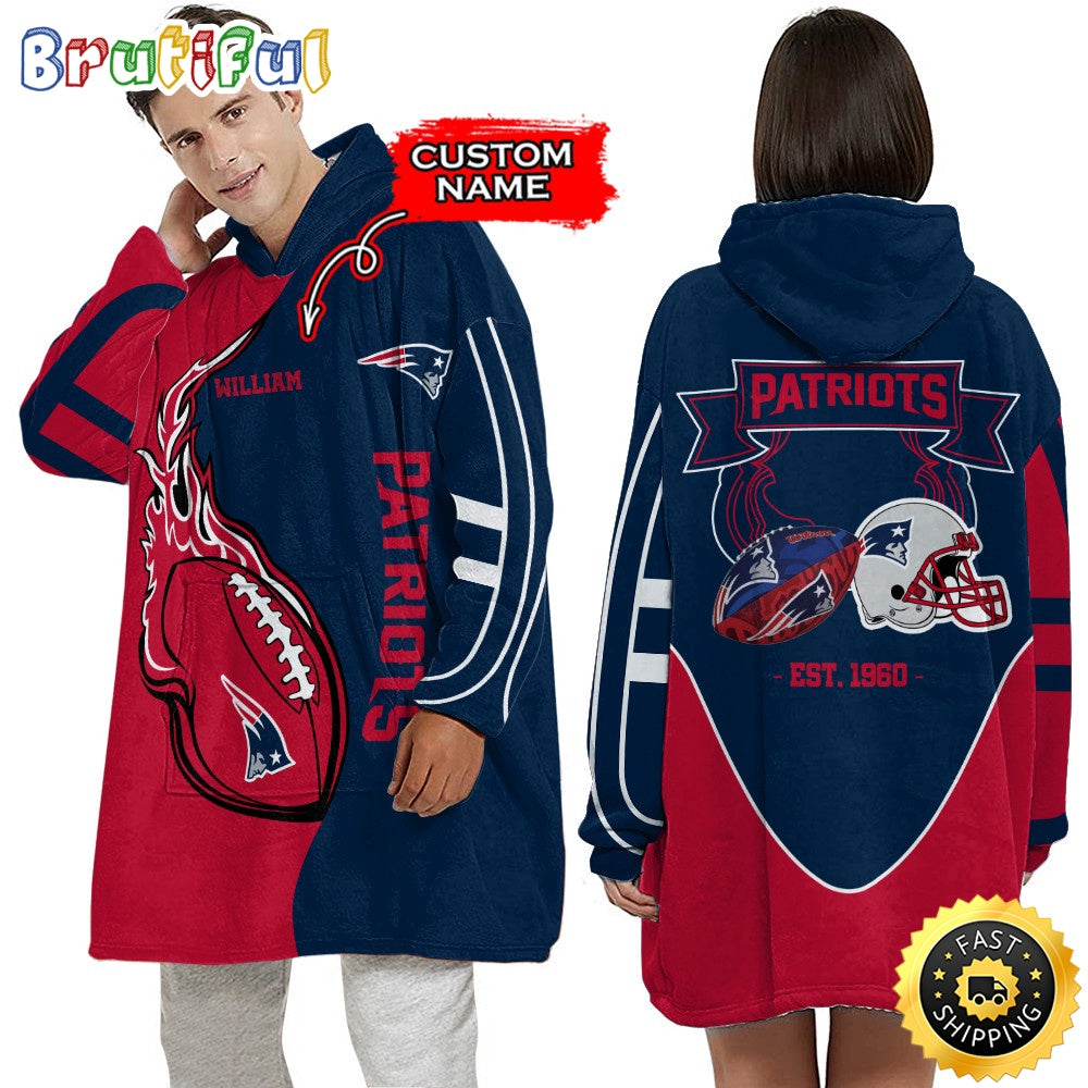 Personalized NFL New England Patriots Blanket Hoodie Unisex Hoodie For Football Fans