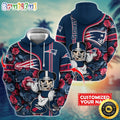 Personalized NFL New England Patriots Hoodie Mickey Mouse Flower 3D Print Hoodie