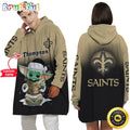 Personalized NFL New Orleans Saints Blanket Hoodie Baby Yoda Lover Unisex Hoodie