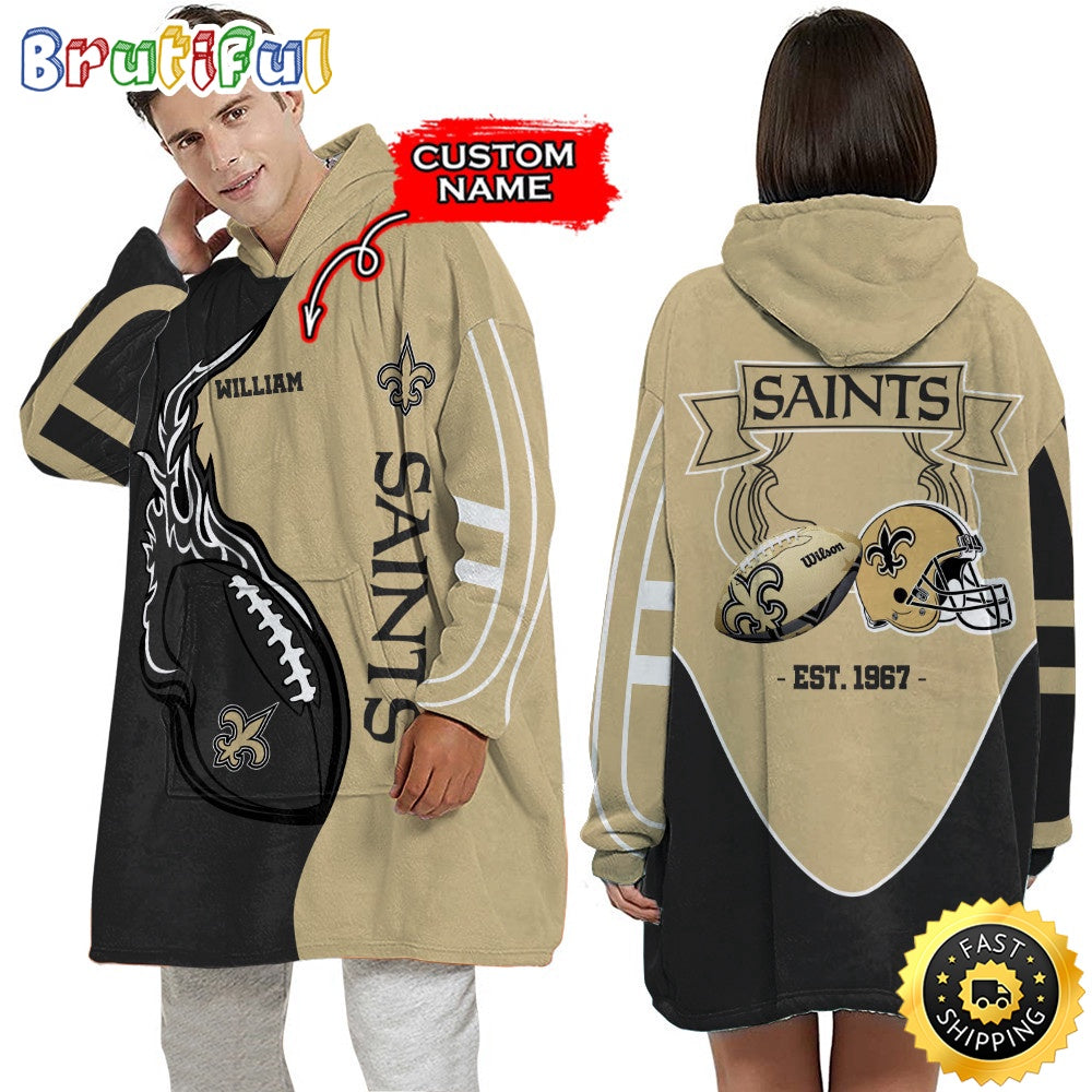 Personalized NFL New Orleans Saints Blanket Hoodie Unisex Hoodie For Football Fans