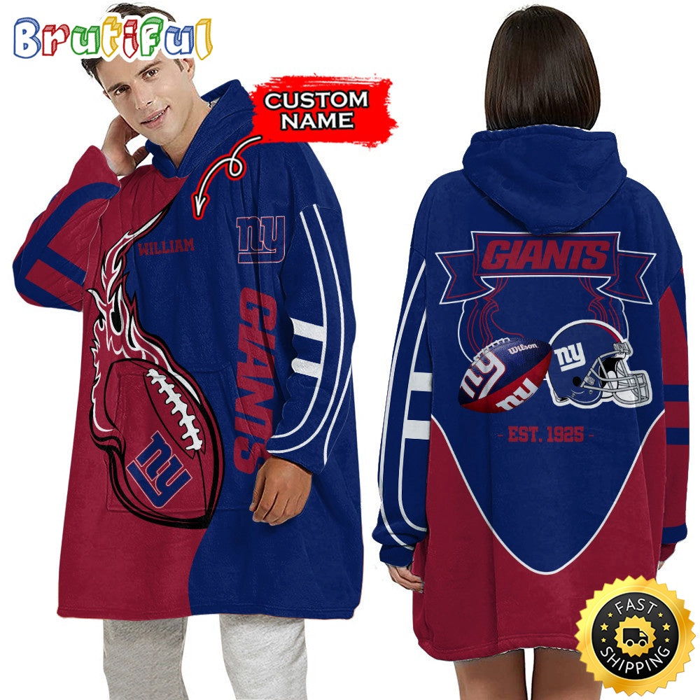 Personalized NFL New York Giants Blanket Hoodie Unisex Hoodie For Football Fans