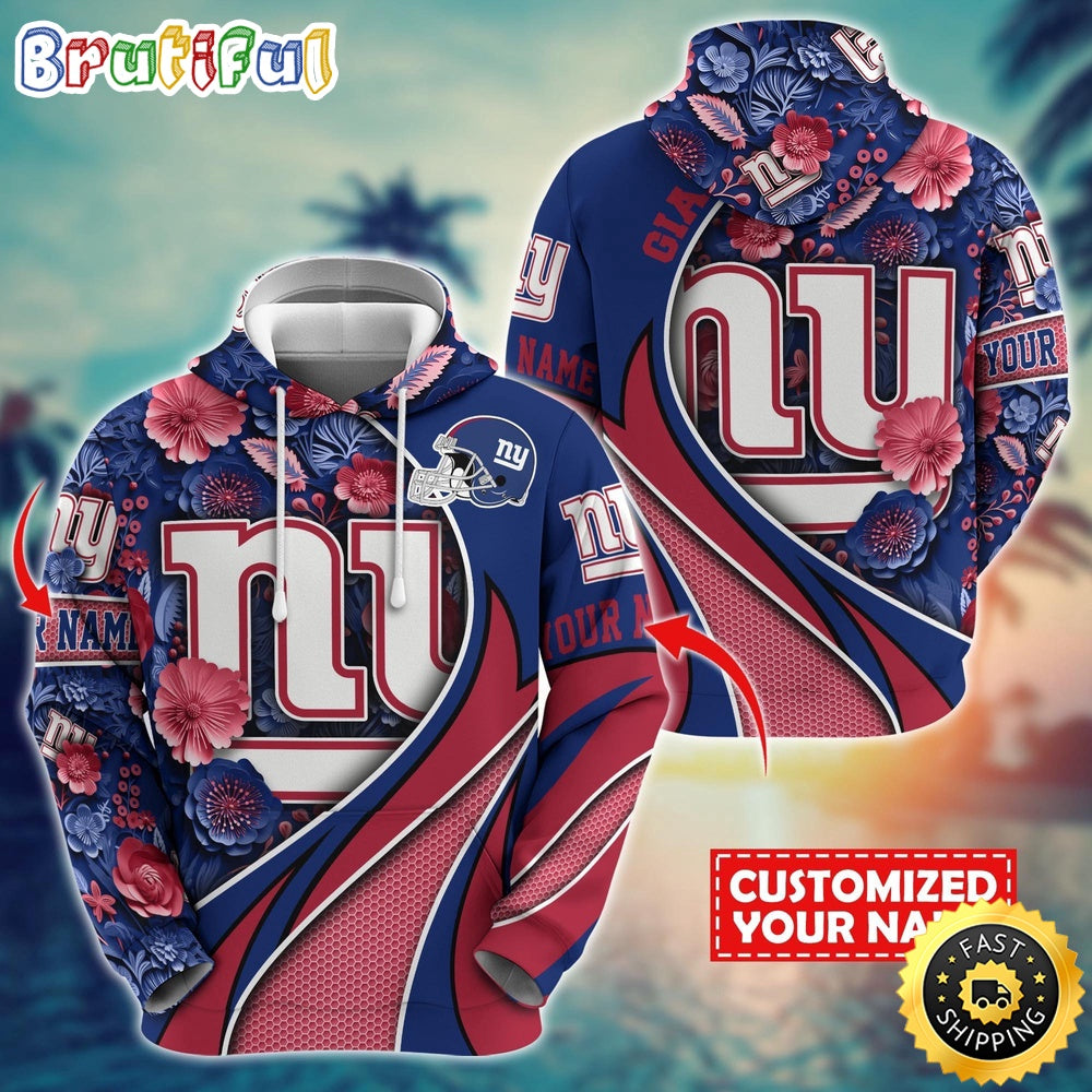 Personalized NFL New York Giants Hoodie Flower Print 3D Hoodie