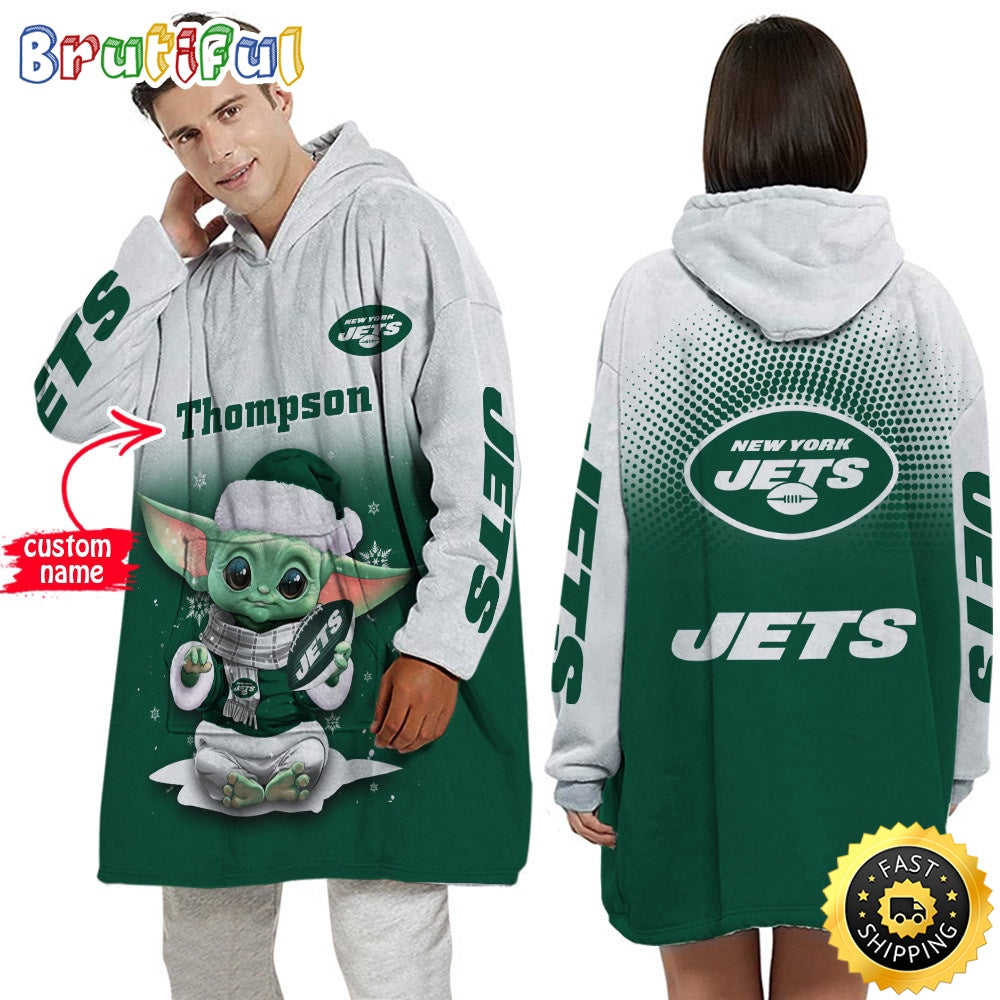 Personalized NFL New York Jets Blanket Hoodie Baby Yoda Lover Unisex Hoodie