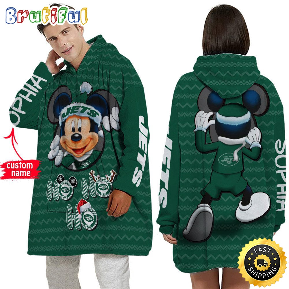 Personalized NFL New York Jets Blanket Hoodie Mickey Unisex Hoodie