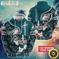 Personalized NFL Philadelphia Eagles Hoodie Mickey Mouse Flower 3D Print Hoodie